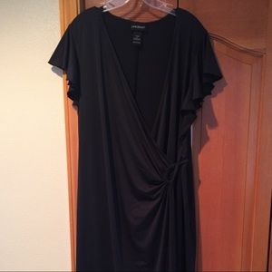 Faux wrap dress black Lane Bryant butterfly sleeve